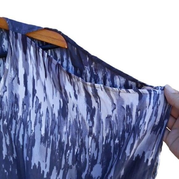 Express Top Womens XS Ombre Paint Splatter Striped Batwing Cape Cutout Shoulders - Picture 7 of 14